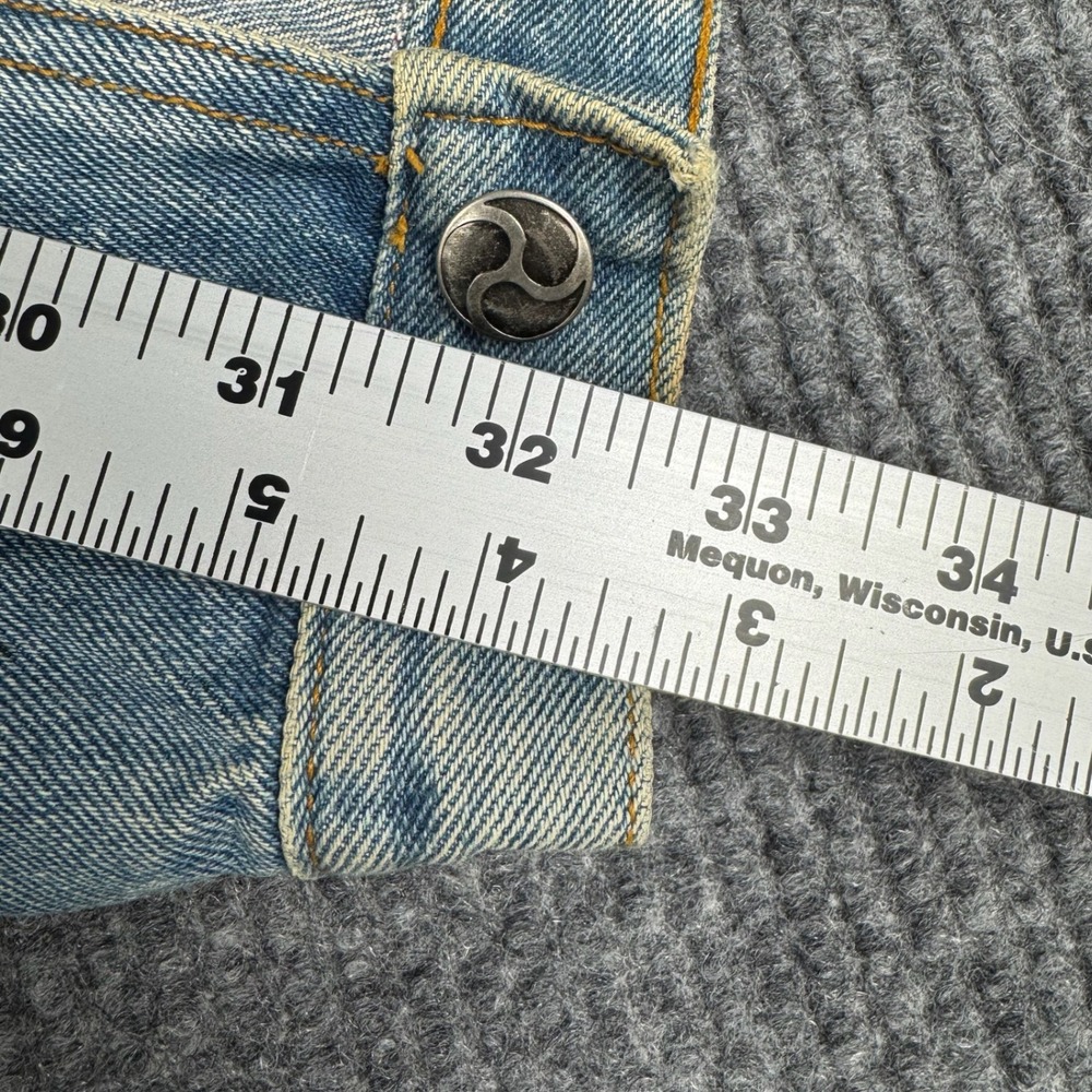 Vtg CULTURE on denim Jean Trucker Jacket Womens M Guatemalan Woven Textile Boho - Picture 16 of 16